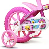 Bicicleta Infantil Aro 12 Nathor Flower com Cestinha Rosa