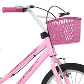 Bicicleta Infantil Aro 20 Nathor Bella com Cestinha Rosa e Branca