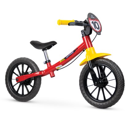 Bicicleta Infantil Equilíbrio Aro 12 Nathor Balance Fast Vermelha