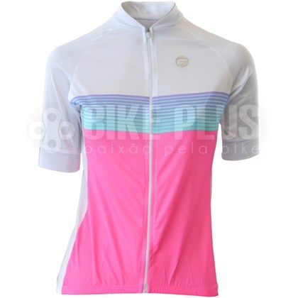 Camisa Ciclismo Feminina Barbedo Aero Branca e Rosa