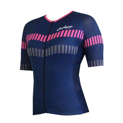 Camisa Ciclismo Feminina Ciclopp Arrow Azul e Rosa